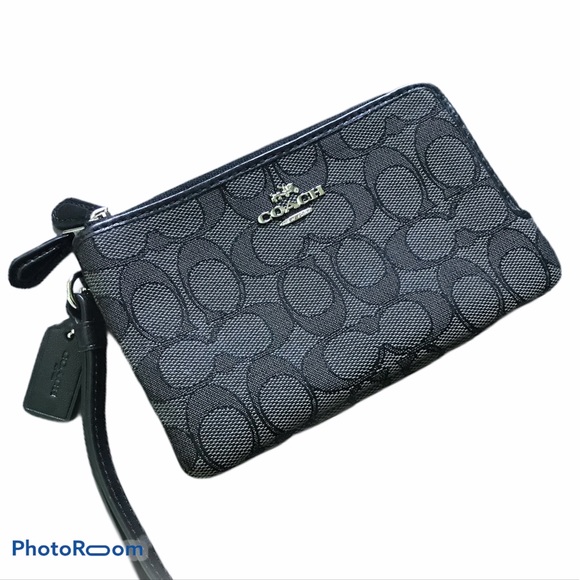 Coach Handbags - Coach Black & Gray Wristlet Wallet!